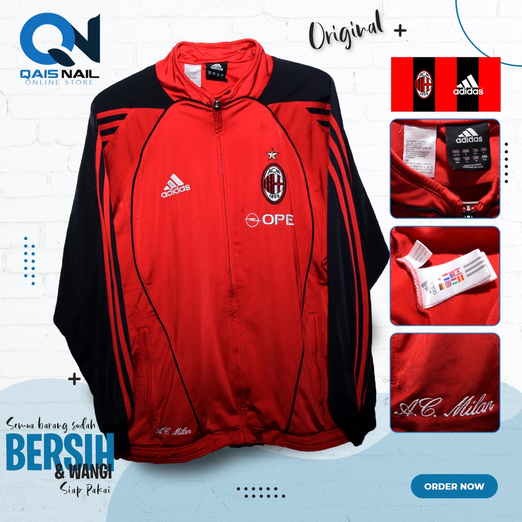 JAKET VINTAGE ADIDAS AC MILAN | TRACK TOP JACKET WARM UP | OPEL SPONSORS (second) size XL