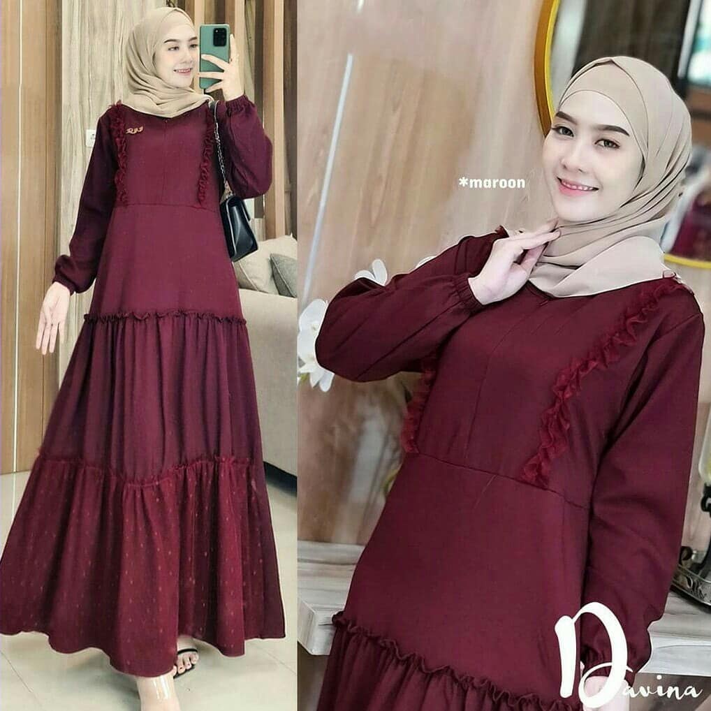 DAVINA MAXI AF Bahan MOSSCRAPE MIX TILE POLKADOT SIZE M L XL RESLETING DEPAN / BUSUI FRIENDLY Gamis Wanita Gamis Wanita Terbaru 2021 Gamis Murah Meriah Promo Gamis Remaja Gamis Muslim Kondangan Gamis Polos Gamis BEST SELLER