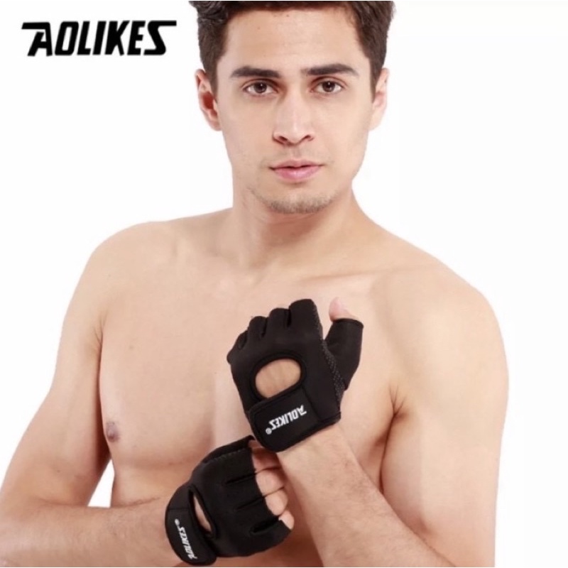 AOLIKES 1678 Sarung Tangan Gym Gloves Wrist Wrap Strap Fitness Sport