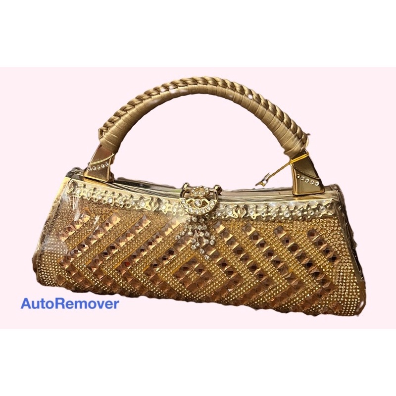 tas pesta gold new mewah emas clutch batu payet