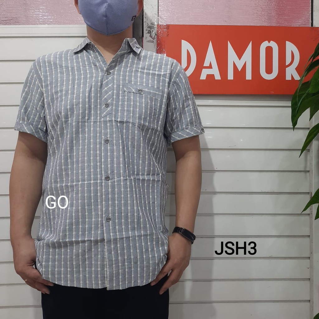 gos JSH DAMOR (CRESSIDA) KEMEJA Cowok Pakaian Pria Kemeja Dewasa Slimfit Lengan Pendek