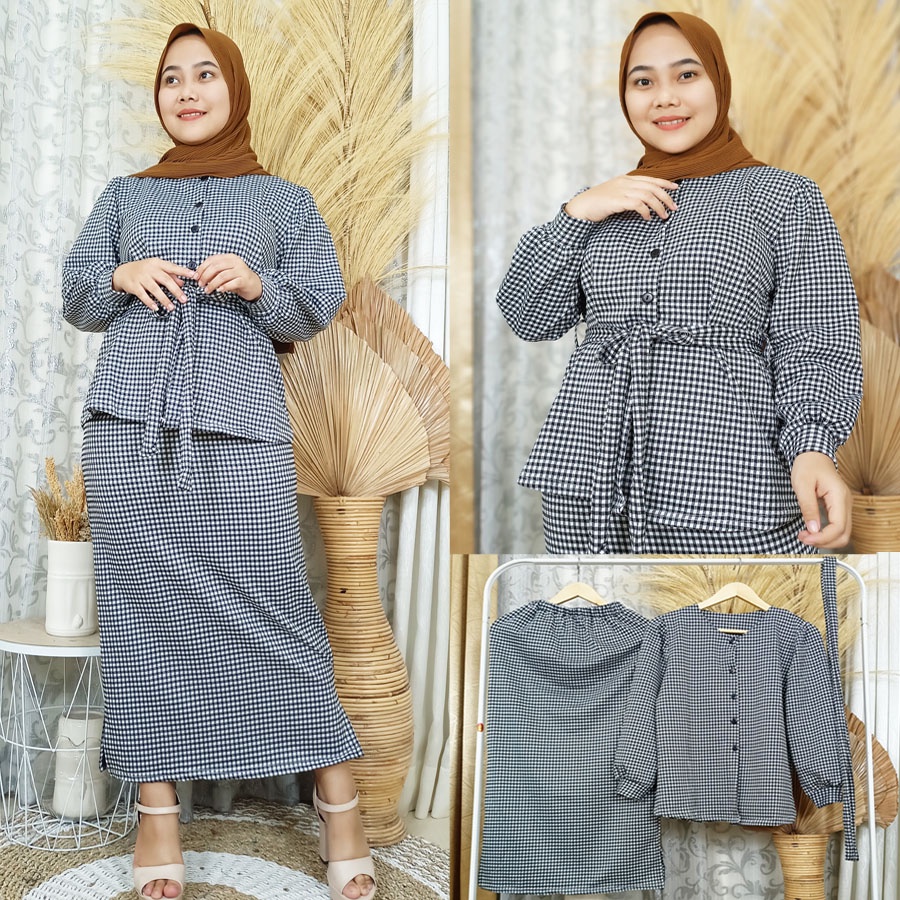 AILATU PARVEEN SET BAJU ROK KOTAK BUSUI CARLINA