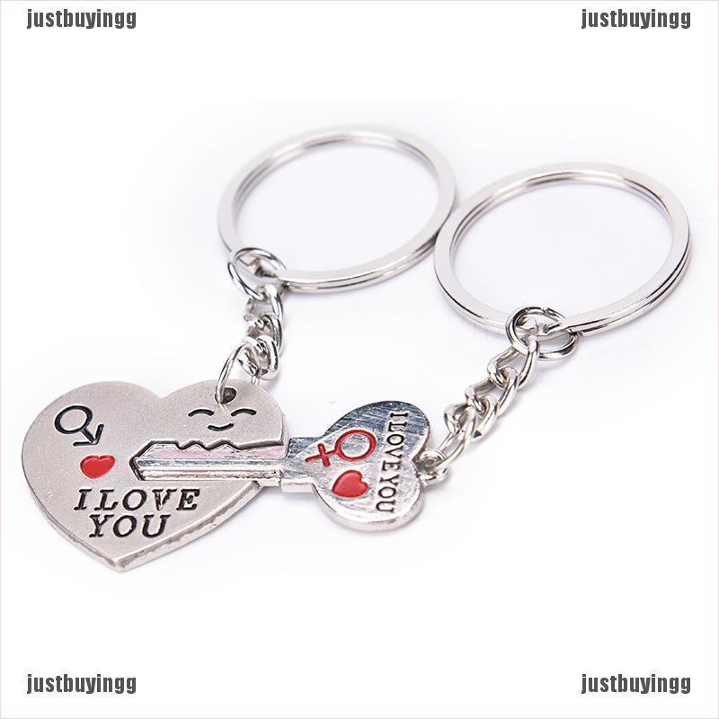 JB✪ 1 Pair I LOVE YOU Letter Keychain Heart Key Ring Souvenirs Valentine's Day Gift