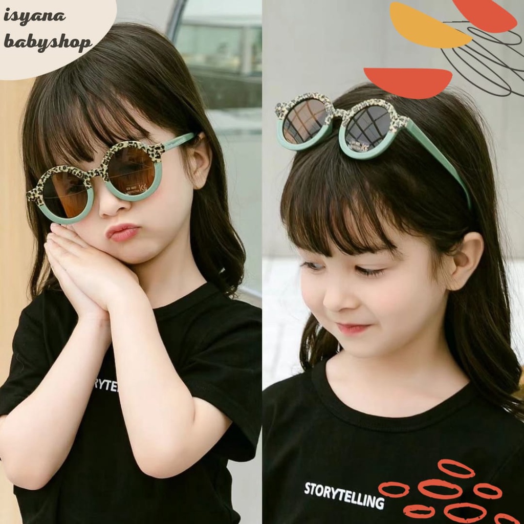 Kacamata Anak Kacamata Hitam Anak Anti UV Bulat Leopard Import Usia 0 sd 6 Tahun