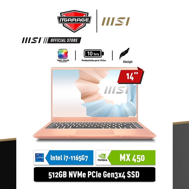 MSI Modern 14 B11SB-417ID|i7-1165G7/8G/512G/MX450-2G
