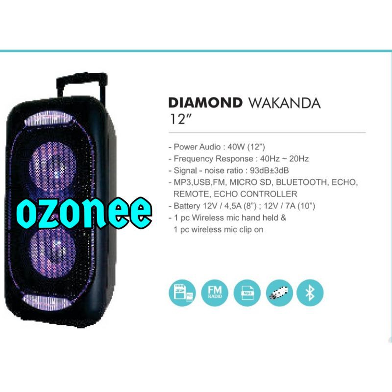 Jual SPEAKER PORTABLE MEETING TANAKA WAKANDA 12 INCH FREE MICROPHONE