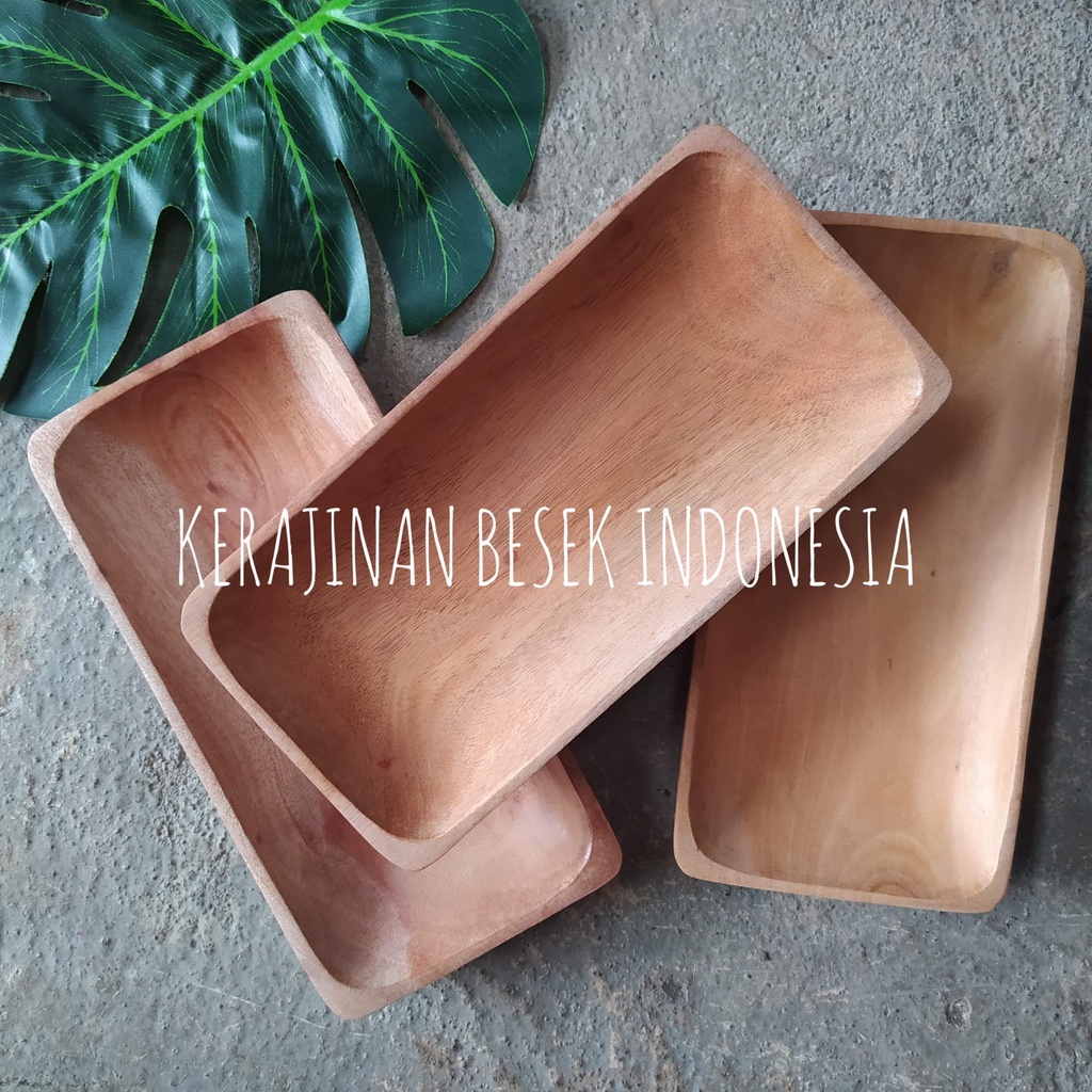 PIRING PERSEGI PANJANG MINI KAYU MAHONI// Piring makan// Piring hias// Piring murah// Piring unik// 