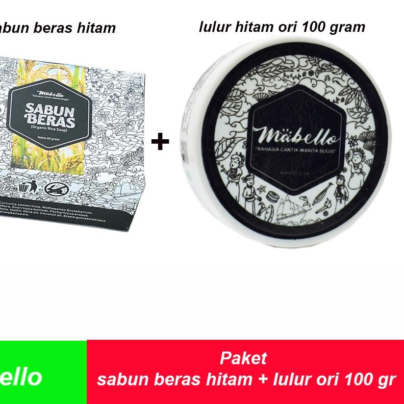Mabello paket sabun beras hitam dan lulur hitam original 100 gr bedda lotong mabelo beda lotong beda