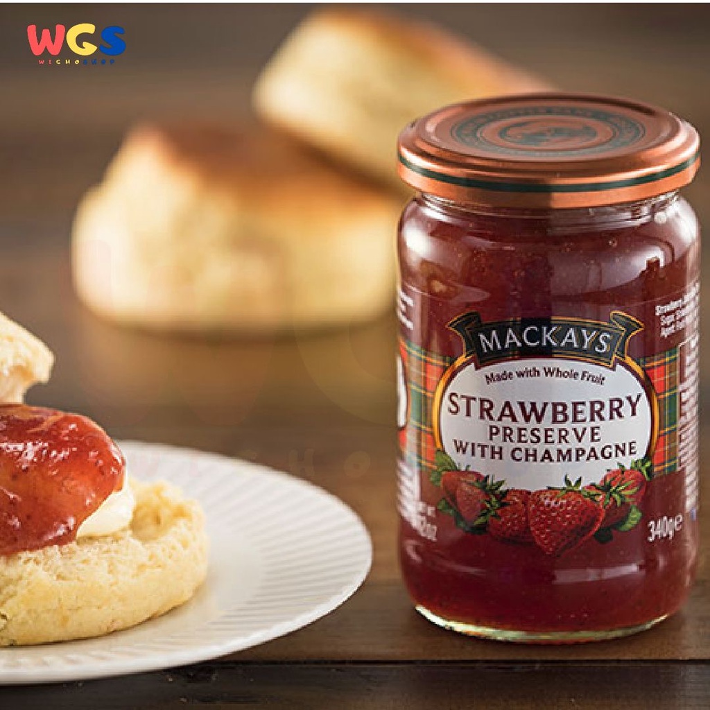 Selai Mackays Strawberry Preserve with Champagne Jam 340 gr - Selai Stawberry