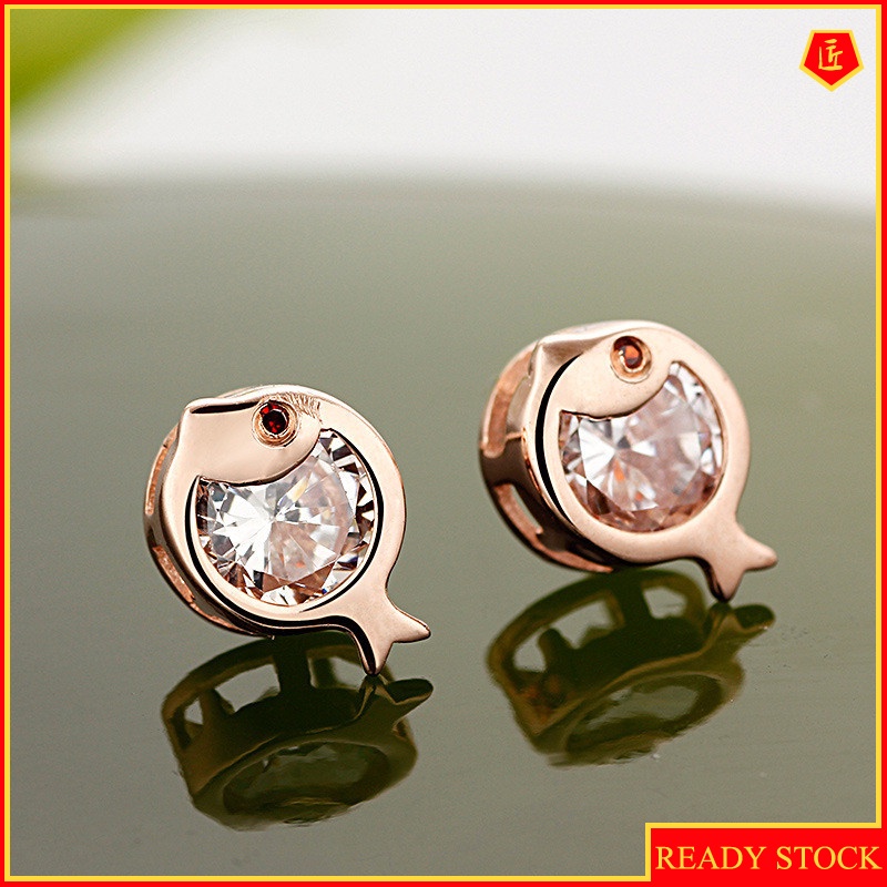 [Ready Stock]Women's 925 Silver Creative Fish-Shaped Stud Earrings