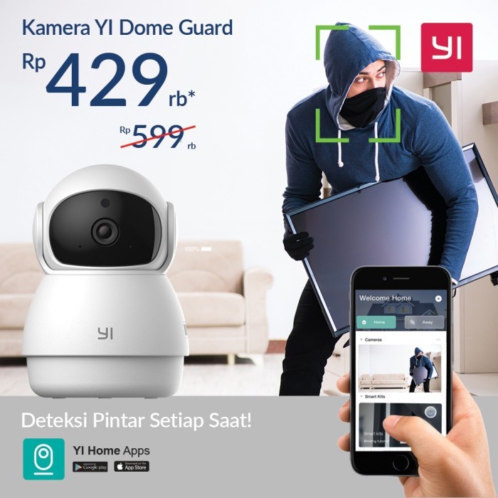 KAMERA XIAOYI YI DOME GUARD 1080P HD IP CAMERA WIRELESS CCTV WIFI -GARANSI RESMI-