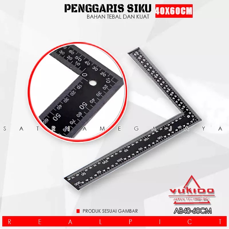 PENGGARIS SIKU L BESI PANJANG 40 CM X 60 CM PENGGARIS SIKU TUKANG HITAM PASEKON 40X60 / PENGGARIS SI