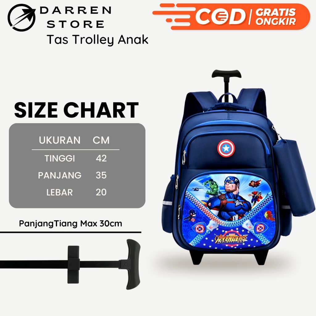 Tas troli Anak Sekolah Laki Laki SD Import 2in1 dstr1919 Ransel Trolley 16 inch FREE kotak pensil