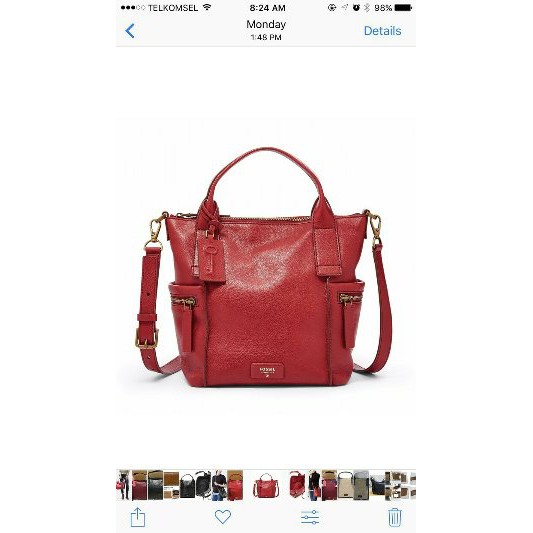 Jual Tas Fossil Emerson Medium Crimson Original diskon