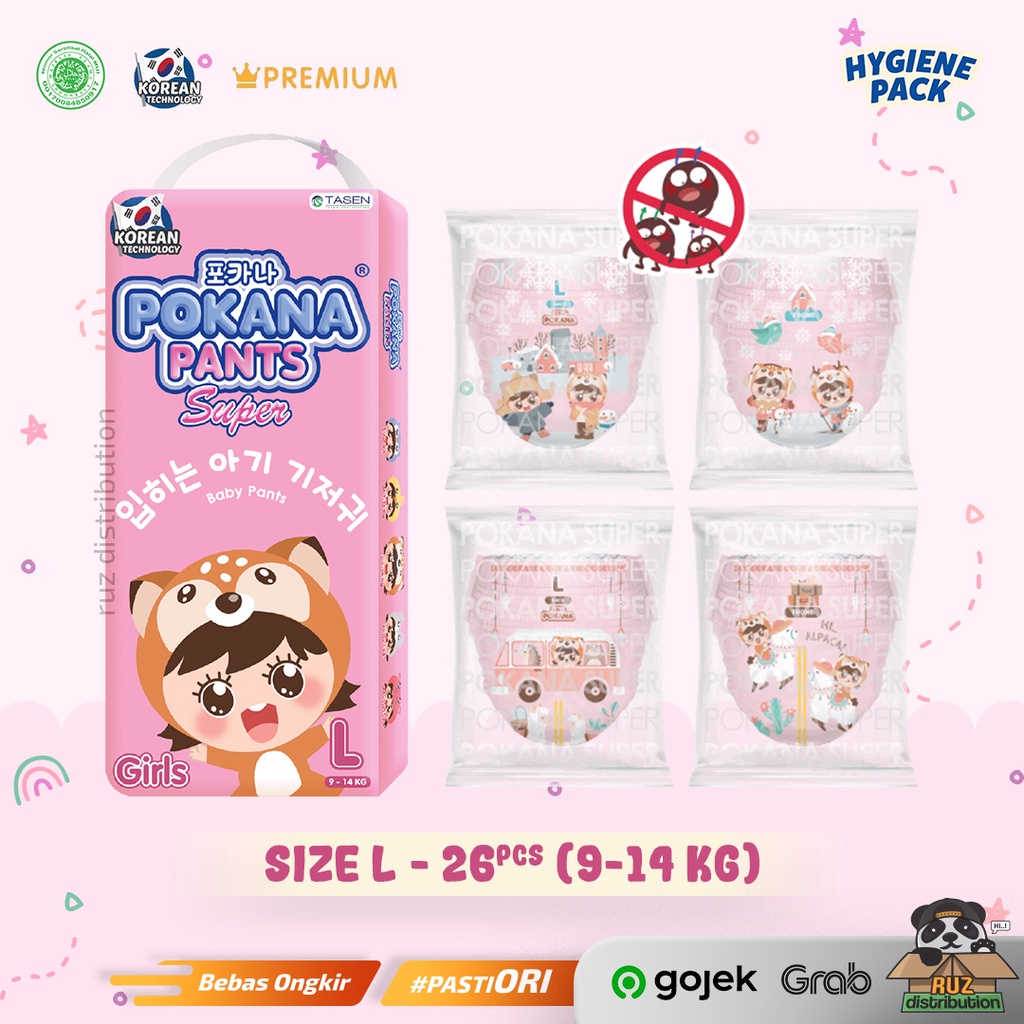 Pokana Pants Size L 26 Super Girls Baby Diapers - Popok Bayi Premium