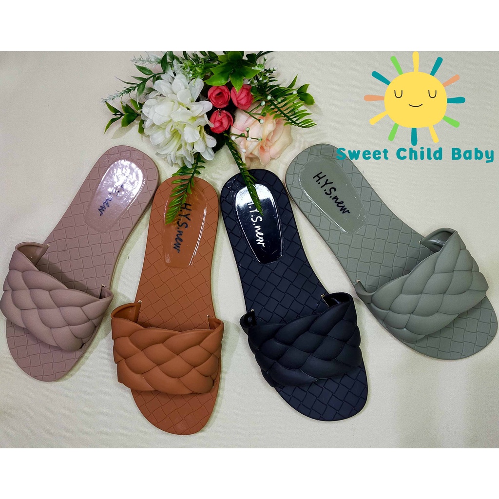 Sandal Import Jelly Wanita Dewasa Slop Kepang H.Y.S Size 37-41
