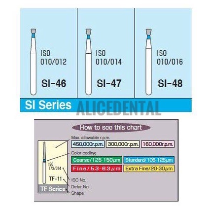 Dental diamond bur gigi MANI INVERTED highspeed high speed SI-46 SI46 SI47 SI-47 SI48 SI-48