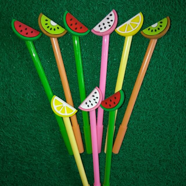 

Pen gel lucu karakrer Buah Buahan isi 12 pcs