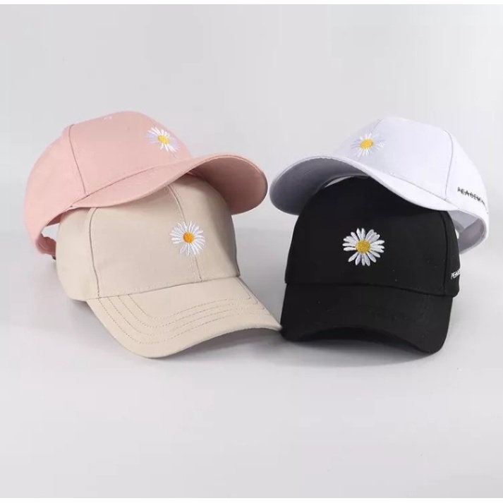 Topi Fashion Pria Wanita / Topi Bordir Logo Bunga Daisy