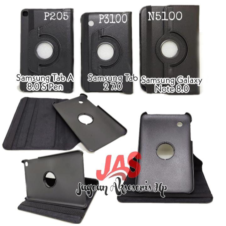 ROTARY Standing Case Samsung Tab P200 P205 P3100 N5100 Flip Cover Putar 360 Sarung Muter