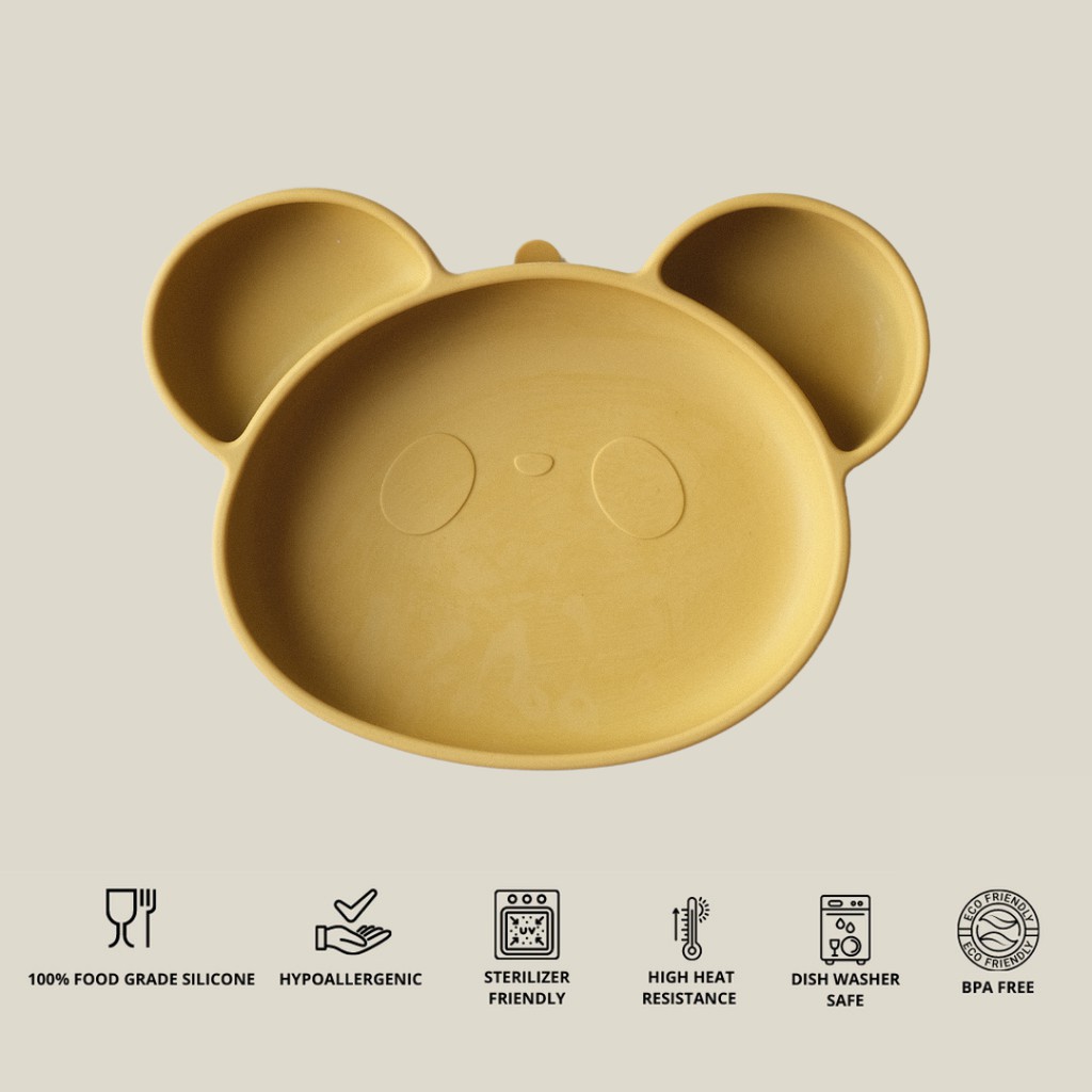 SILICONE PANDA PLATE WITH SUCTION