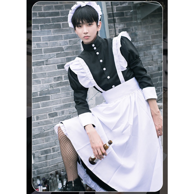 CC-52 dress lolita cosplay kostum gaun maid pria outfit import