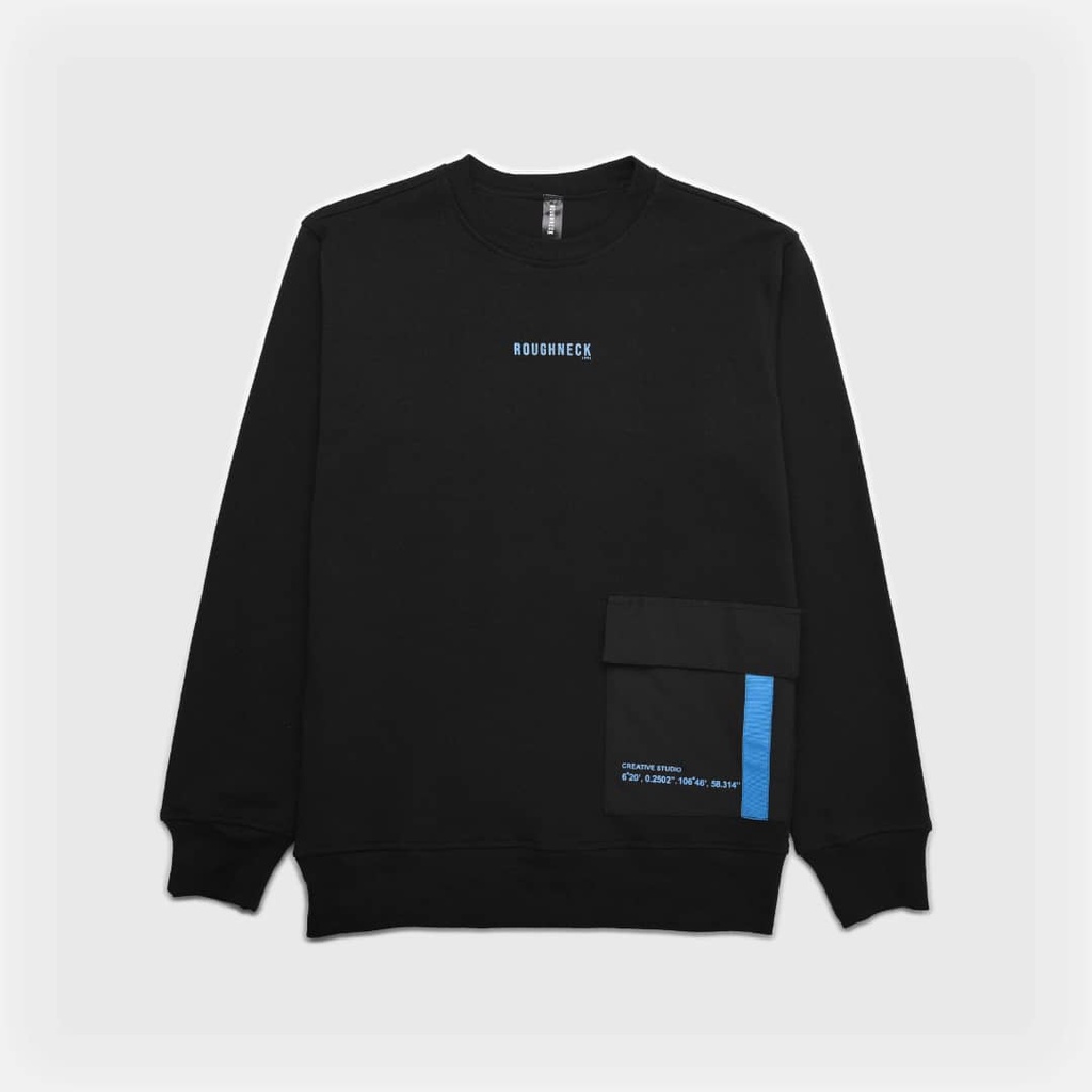 Crewneck Roughneck Pocket SS224 Black Tactical Studio Cyan - Sweater Roughneck Pocket