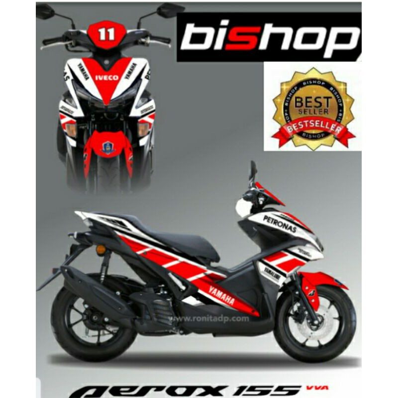sticker decal aerox 155 grafis merah putih