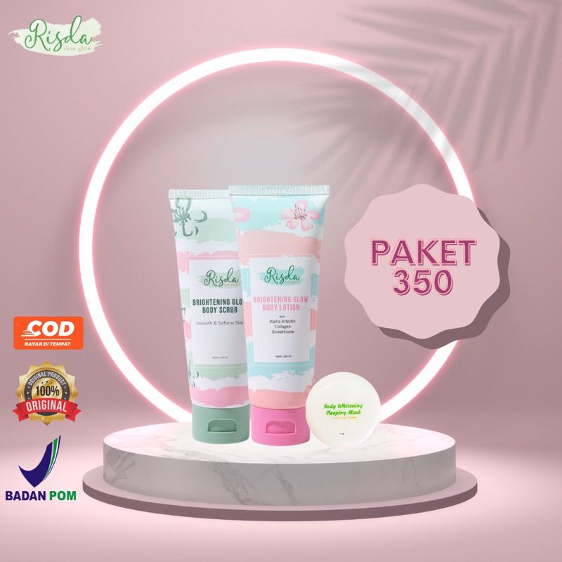 RISDA SKIN GLOW(PAKET 350,DAPAT SCRUB, LOTION &amp; BUTTER RSD)KEMASAN TERBARU SMUA,COD BISA,KEMASAN TERBARU