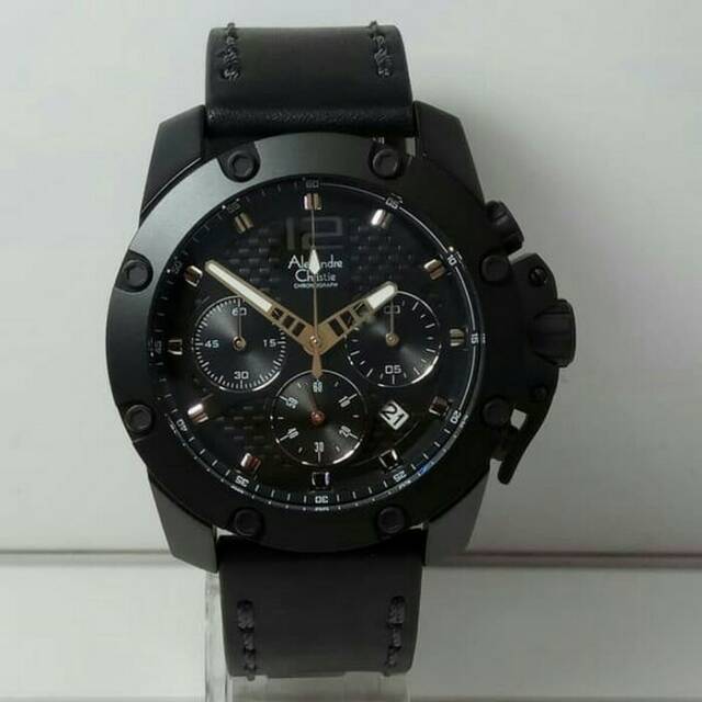 Jam tangan Alexandre Christie AC6290 Black Leaher original