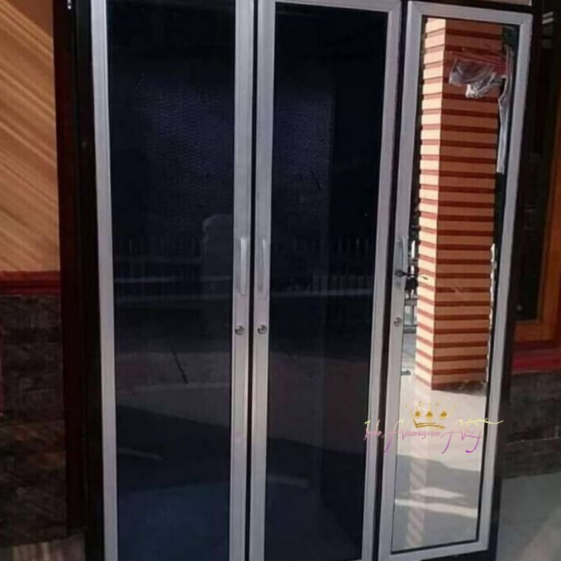 Lemari Rak Dapur / Lemari Dapur Full Kaca Pintu 3 Bahan Alumunium