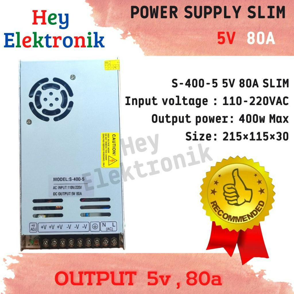 POWER SUPPLY RUNNING TEXT SLIM ADAPTOR TRAVO 5V 80A