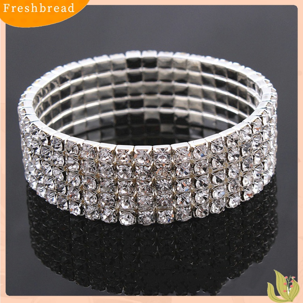 [TERLARIS]Bracelet Rhinestone Design Elastic Alloy Fashion Handwearing Bracelet for Daily Wear