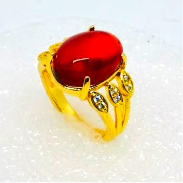 Cincin batu merah cincin wanita cincin lapis emas perhiasan fasion cincin