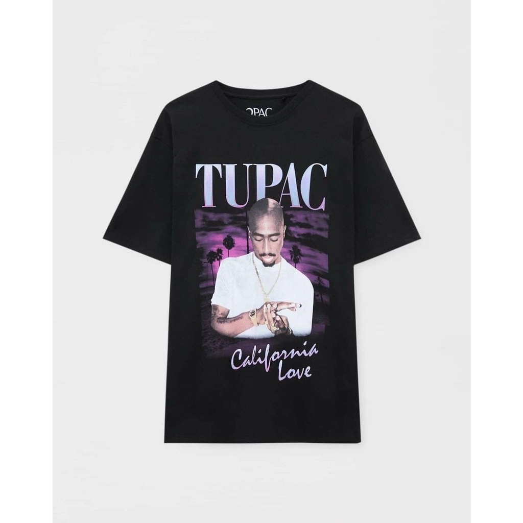 Pull & Bear Oversized Tee "Tupac California Love" Sweat T-Shirt Fashion Men & Woman Original Brand