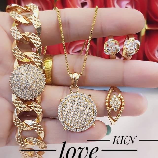 Xuping Set perhiasan lapis emas 24k 1018