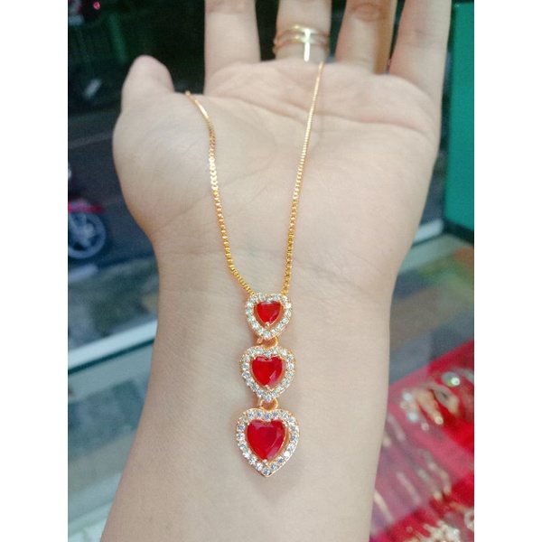 KALUNG SUSUN DIAMOND LOOKS PERMATA MERAH ANTI KARAT