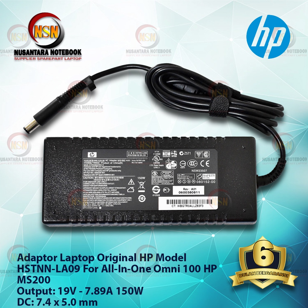 Adaptor Charger Original HP ALL-IN-ONE OMNI 100 HP MS200 19V 7.89A