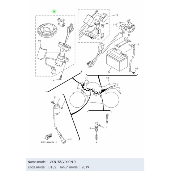 KUNCI KONTAK VIXION NEW BK8 VIXION R ASLI ORI YAMAHA BK8 XH252 01