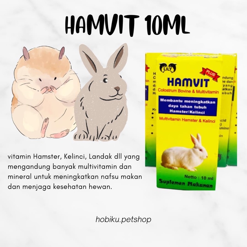 Rp.6.000 |HAMVIT Vitamin Hamster dan Kelinci HAMVIT 10ml Suplemen Makanan Bernutrisi Multivitamin