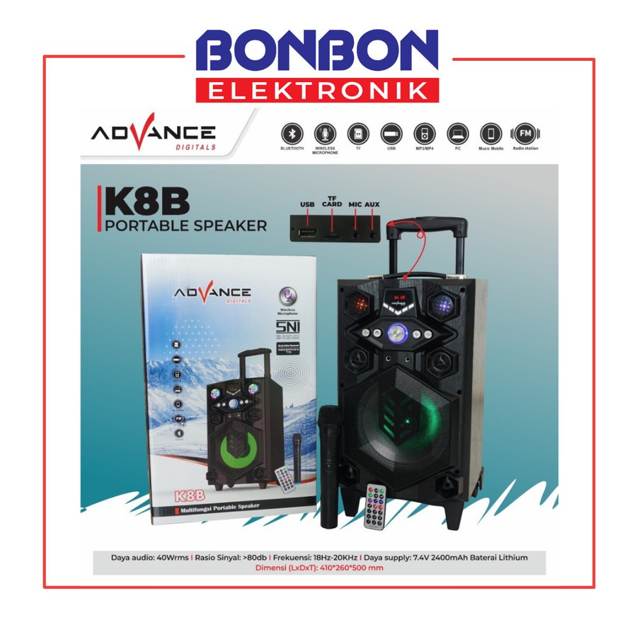 Speaker Advance K8B Multifungsi Meeting Koper Bluetooth Speaker PA Hi Fi Portable Boom Bass