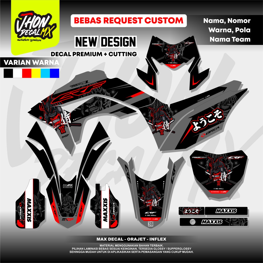 DECAL CRF HITAM SUPERMOTO DECAL CRF 150 L FULL BODY Tokyo Jepang Japan By JhonDecal