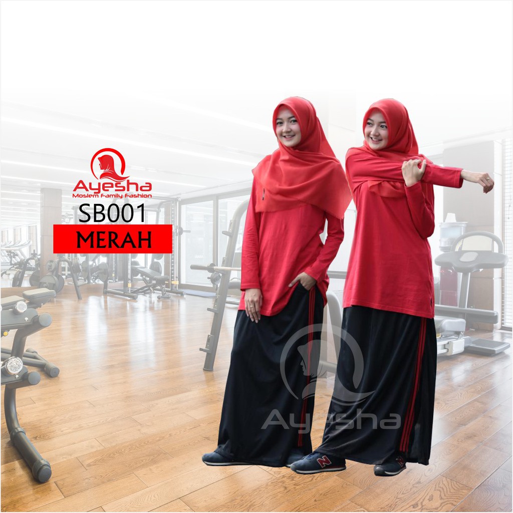 New Setelan Baju Olahraga Muslim Ayesha / Pakaian Olahraga Wanita Muslimah 100% Original SBO01