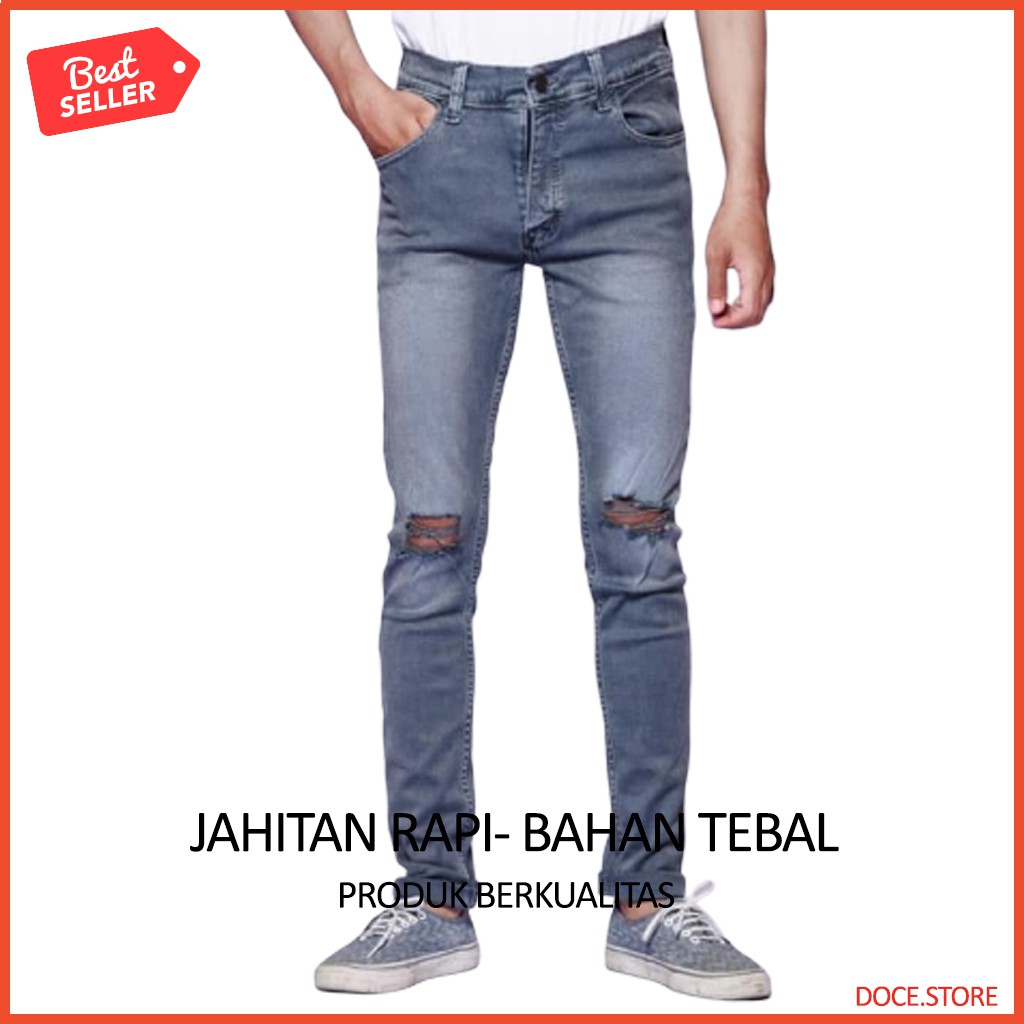  Celana  Jeans  Pria  Skinny Hitam Size 28 38 Slimfit COWOK 