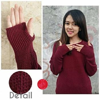 Sweater wanita Roundhand lengan bolong Baju Atasan Wanita Korea Style Sweater Rajut Korea Roundhand Sweater fj