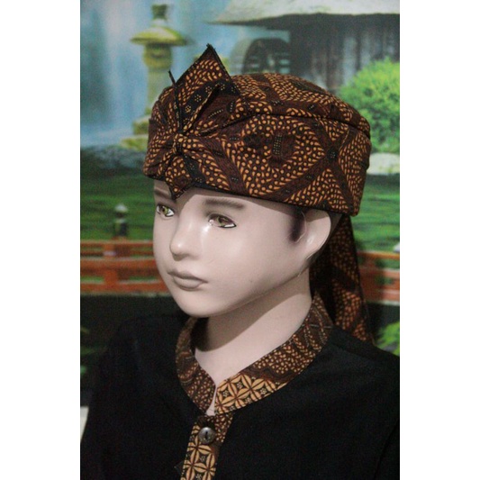 blangkon sunda jawa batik tradisional anak dewasa atas tutup (coklat)