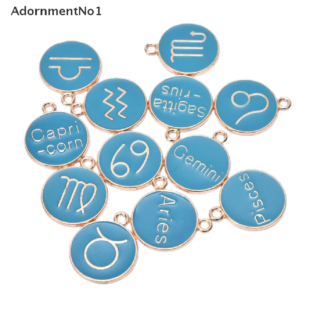 (AdornmentNo1) 12pcs / Set Liontin Enamel Motif Rasi Bintang Untuk Aksesoris Perhiasan