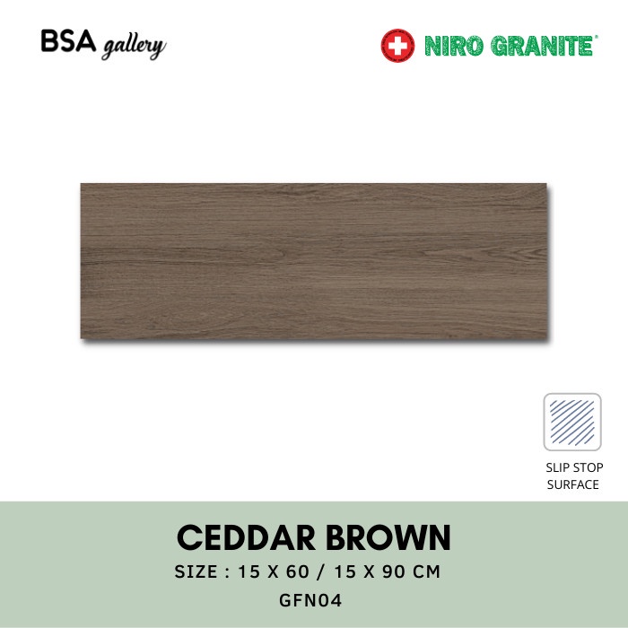 NIRO GRANITE FINEWOOD CEDDAR BROWN 15X60 / LANTAI GRANIT KAYU 15X90