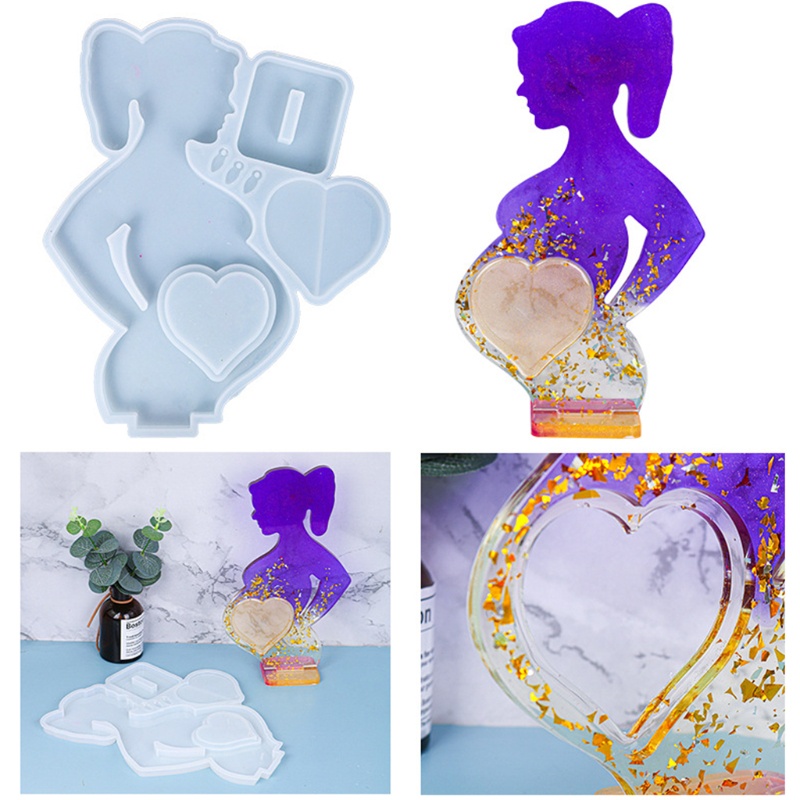 SIY  Heart Mom Picture Photo Frame Epoxy Resin Mold Silicone Soap Mold for Home Decoration DIY Crafts