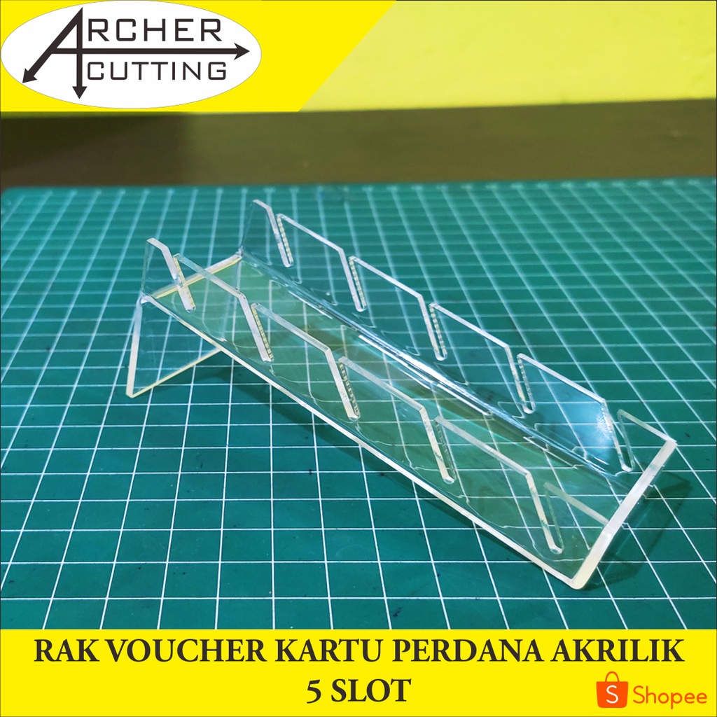 TEMPAT RAK VOUCHER PERDANA AKRILIK 5 SLOT